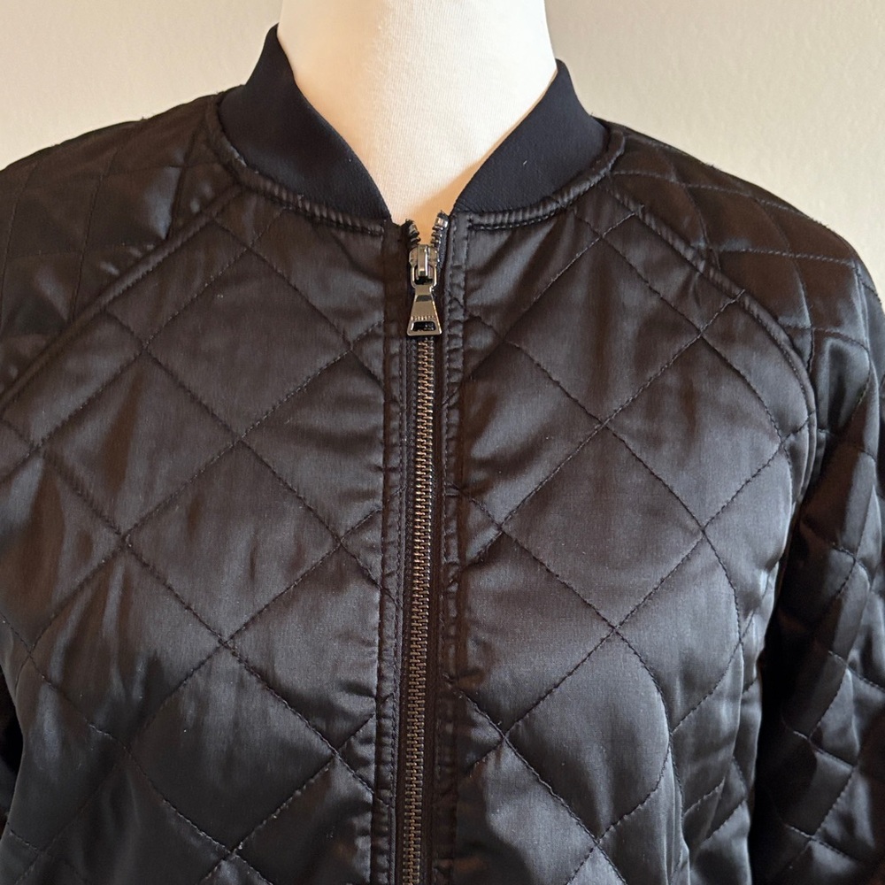 Express Black Quilted Bomber Jacket